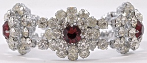 Vintage Ruby Red and Clear Diamante Bracelet, circa 1950s